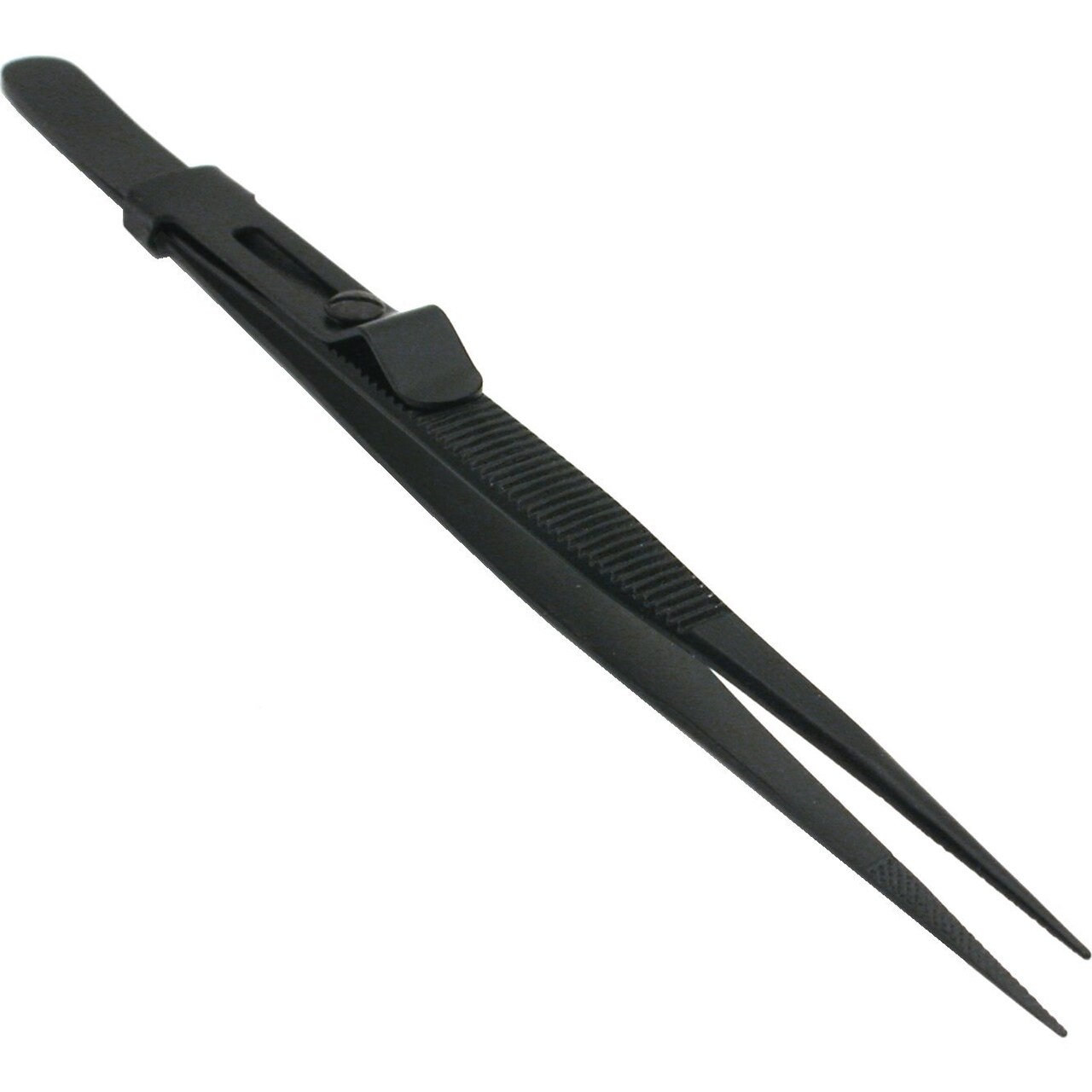 Black Locking Tweezers Jewelers Watchmaker Diamond Gem Bead Pickup Tool 2 Pcs